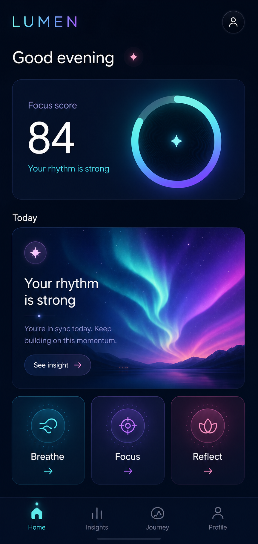Lumen wellness app interface