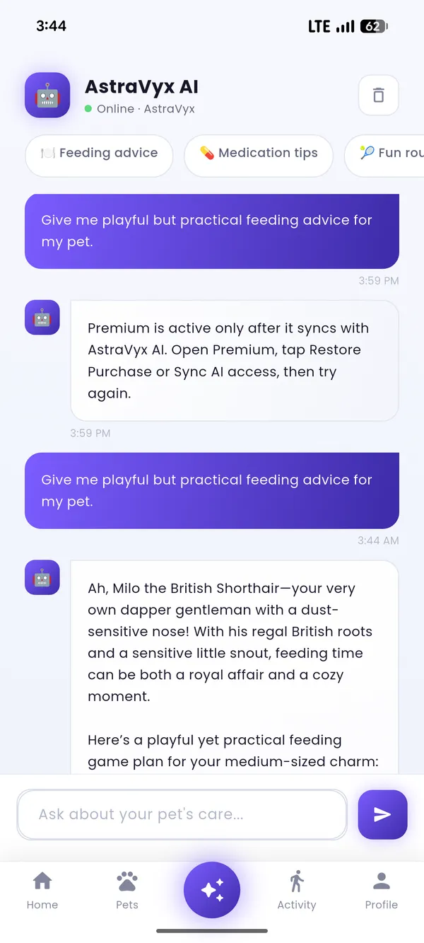 AI Chat interface