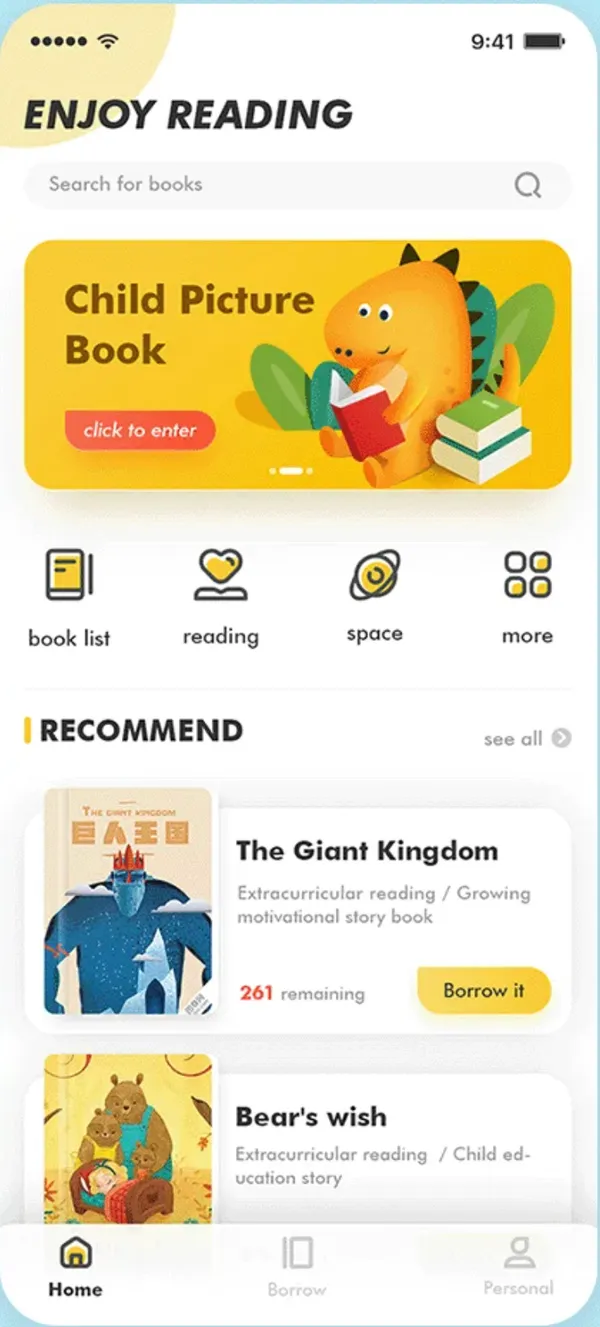 Bookshelf interface