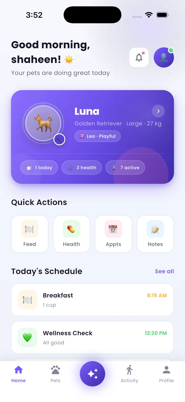 AstraPet interface