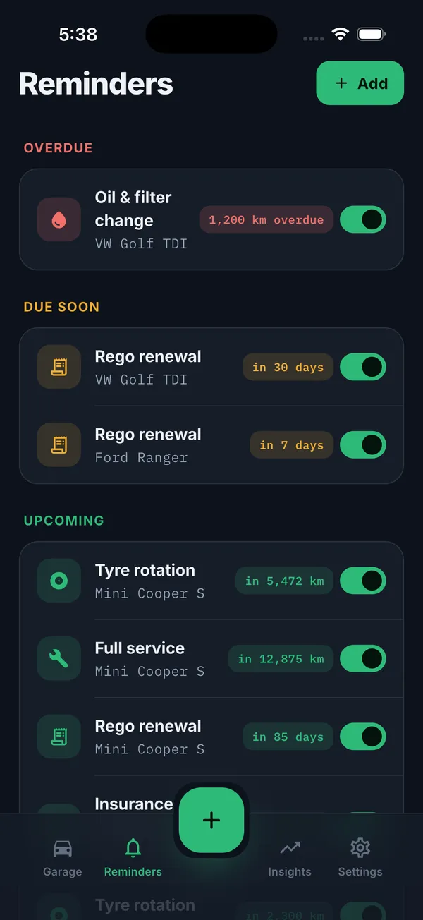 AutoLog interface